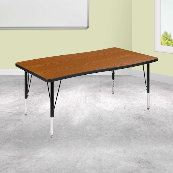 Flash Furniture Rectangle 28 W, 47.5 L, 25.25 H, Chrome, Laminate, Particleboard, Steel, Wood Grain XU-A3048-CON-OAK-T-P-GG - main